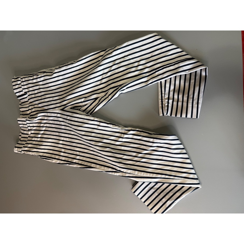 H&M Striped Ankle Trousers Black White Nautical Slim Pants Size 6